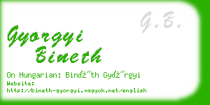 gyorgyi bineth business card